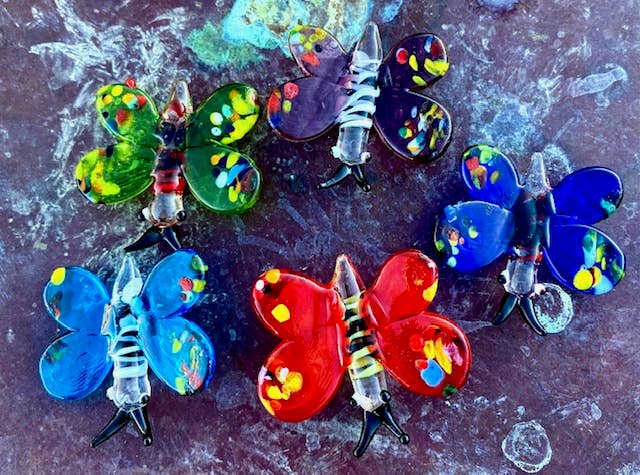 Glass Butterfly Sitter Collectible Figurine - Large