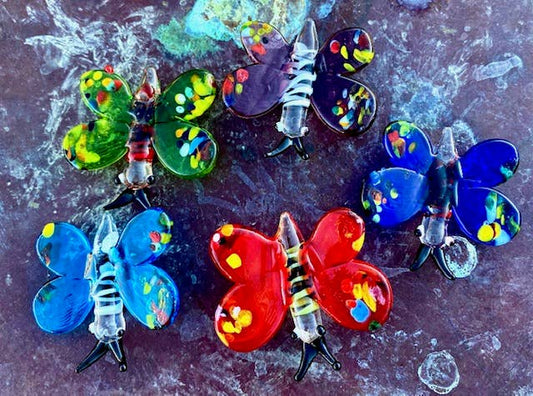 Glass Butterfly Sitter Collectible Figurine - Large