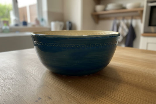 Denim and Pink Micro Pearl Bowl