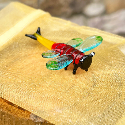 Glass Dragonfly Sitter Miniature Collectible Figurine