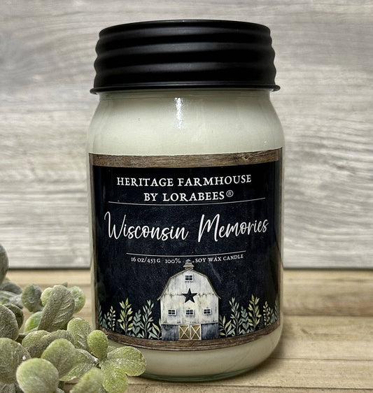 Wisconsin Memories 8oz & 16oz Mason Farmhouse Candles