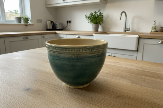 Denim and Gold Pearl Bowl