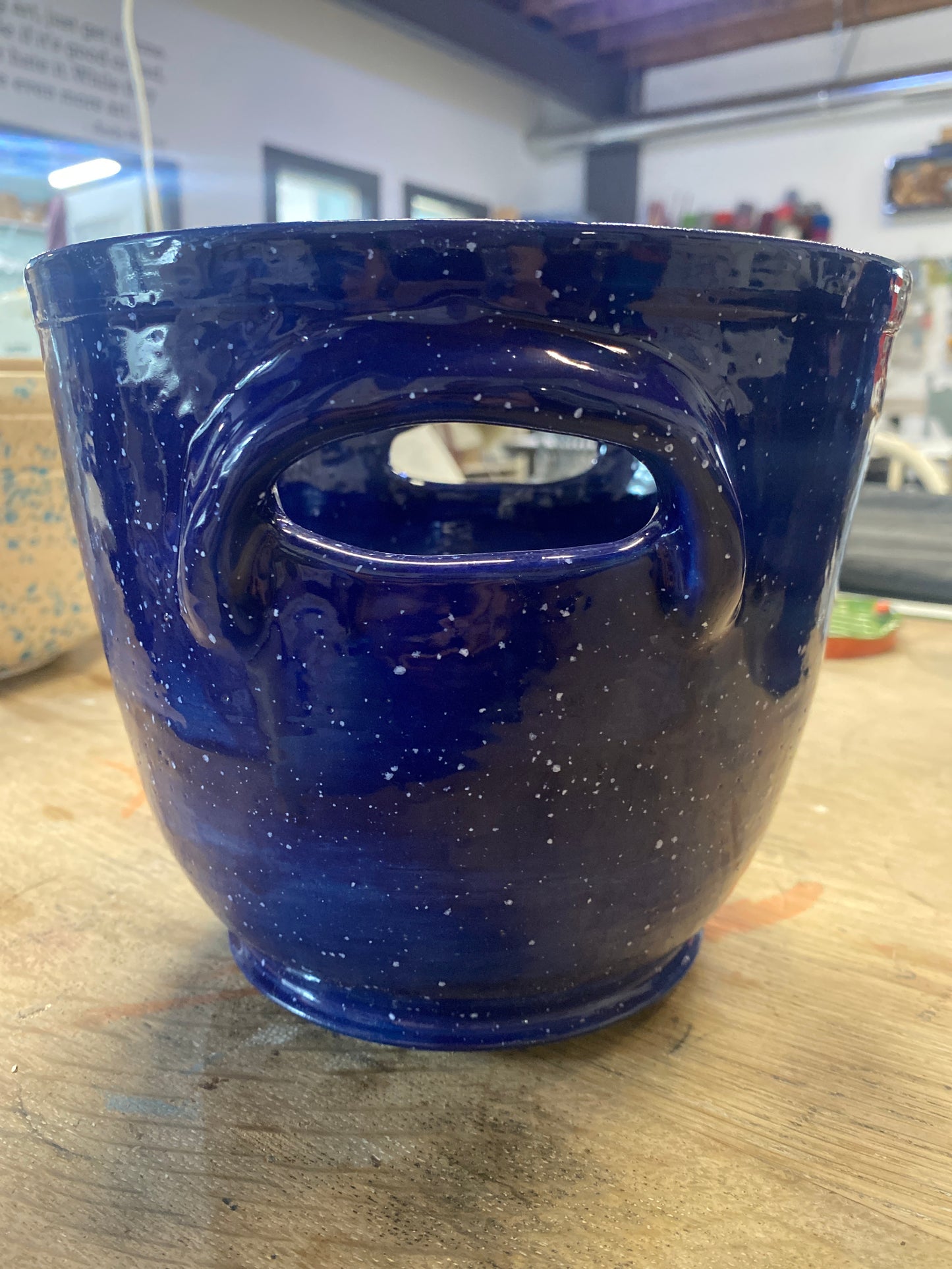 Blue Speckled Ice Bucket