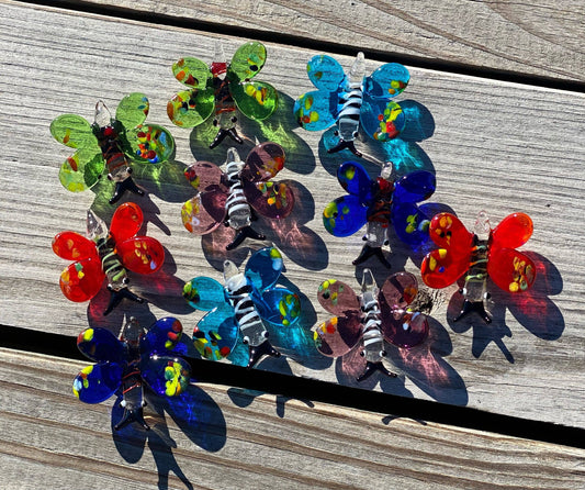 Glass Butterfly Sitter Collectible Figurine - Large