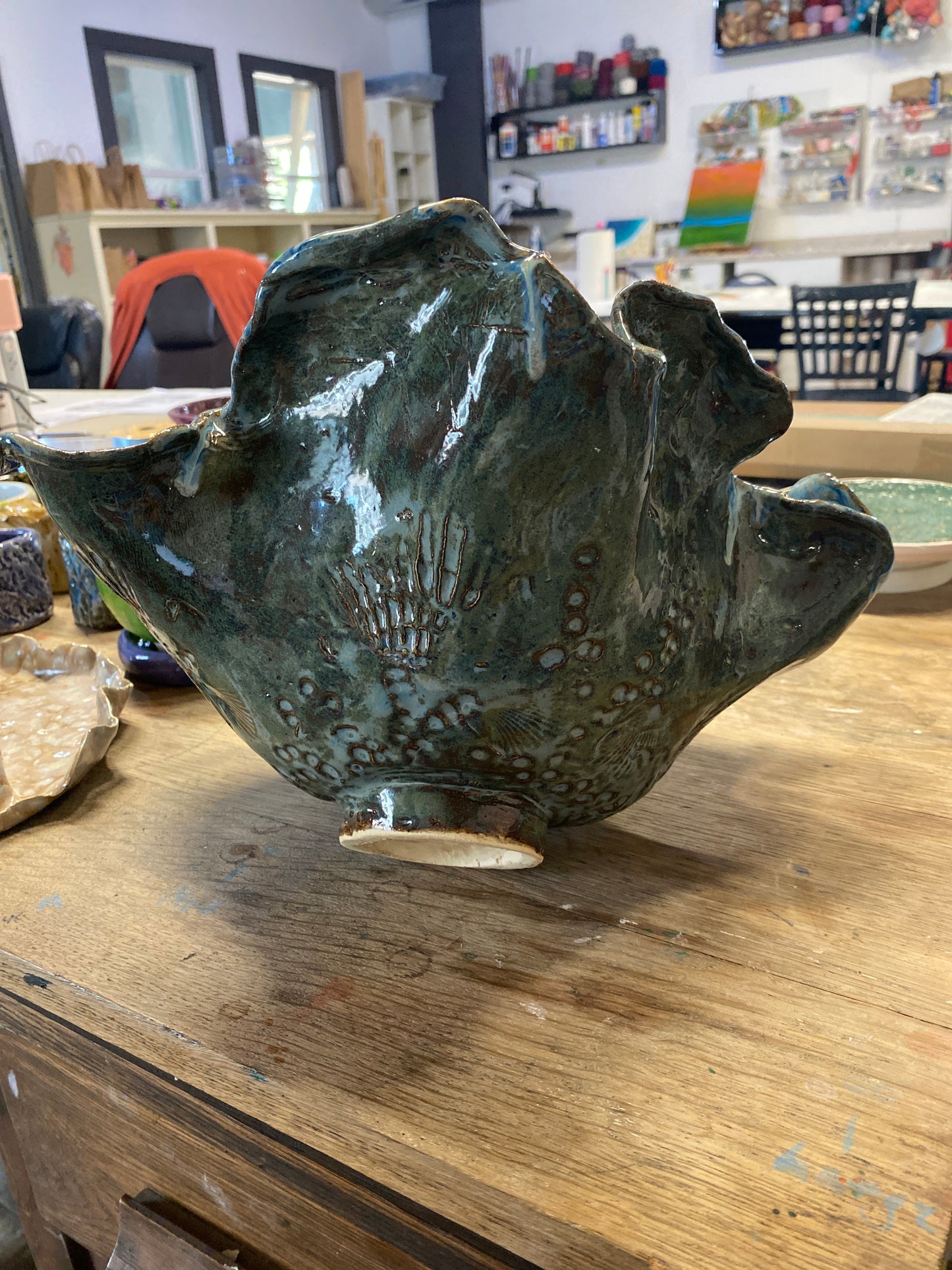 Blue Flower Bowl Handbuild