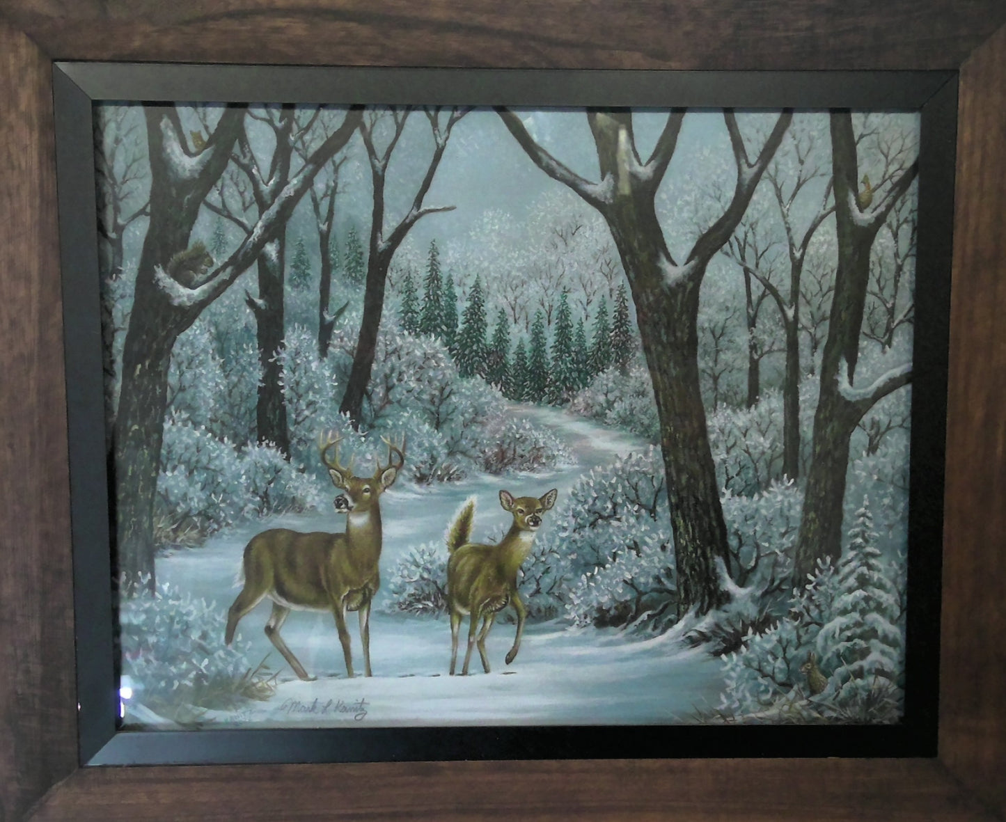 Buck & Doe in Snow Painting