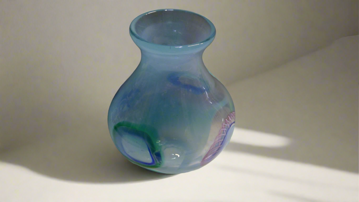 Arctic Blue Murrini Hourglass Vase