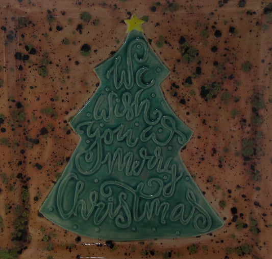 Orange "Wish You a Merry Christmas" Plate