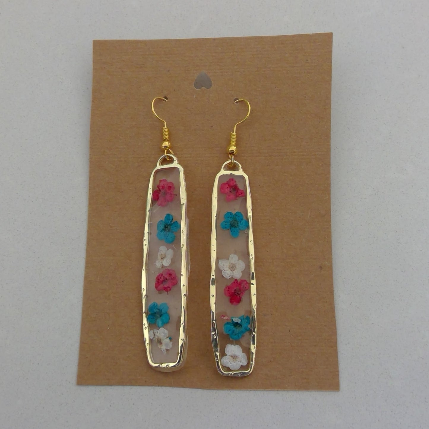 "July Fireworks" Pressed Flower Earrings