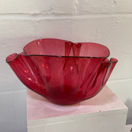 Scarlet Red Wavy Bowl