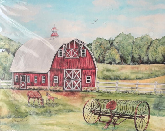 Barn With Horses Print