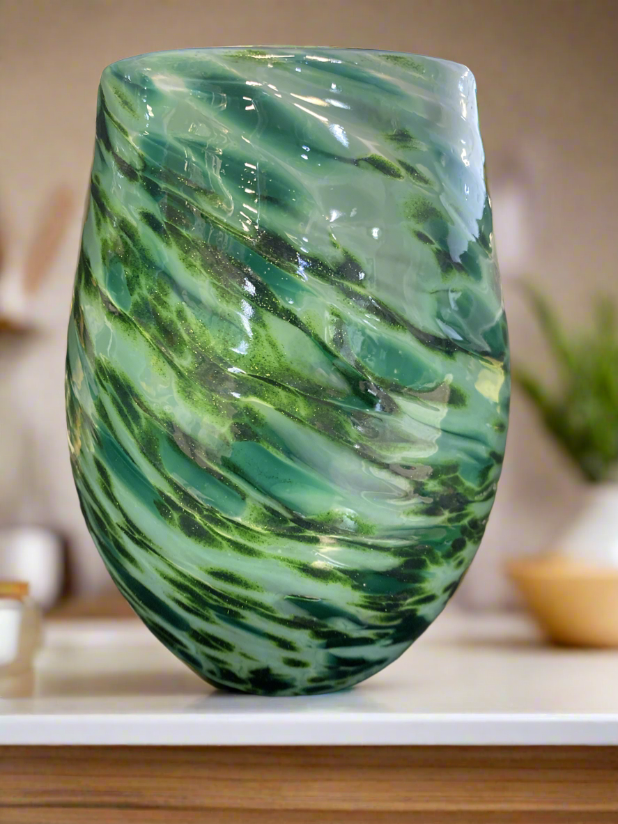 Lime Cream and Pine Vase