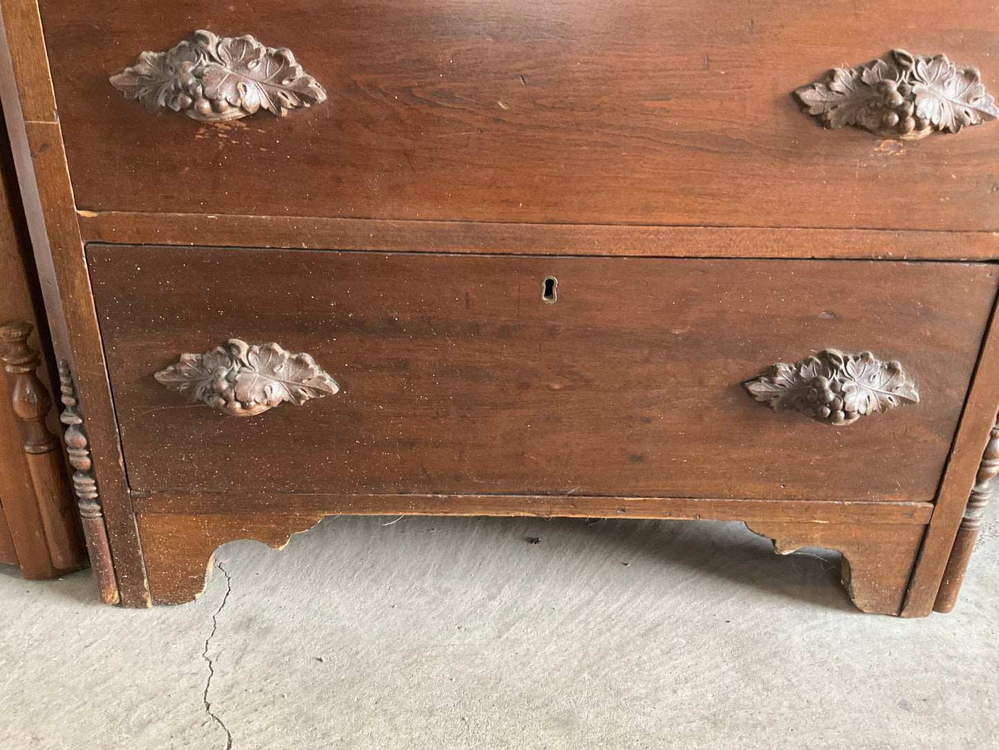 1800s Three Drawer Walnut Dresser