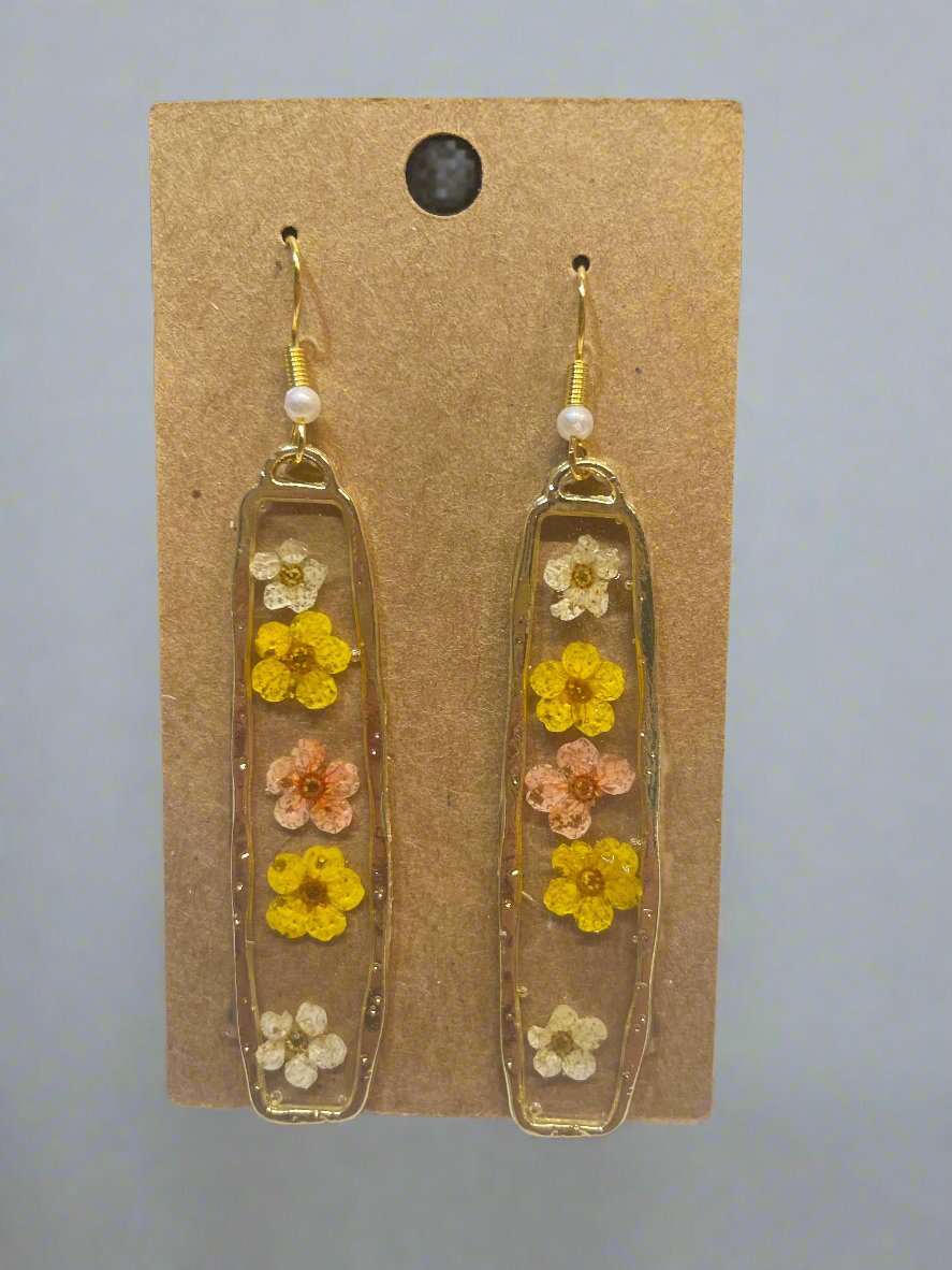 "Limoncello" Gold Pressed Flower Earrings