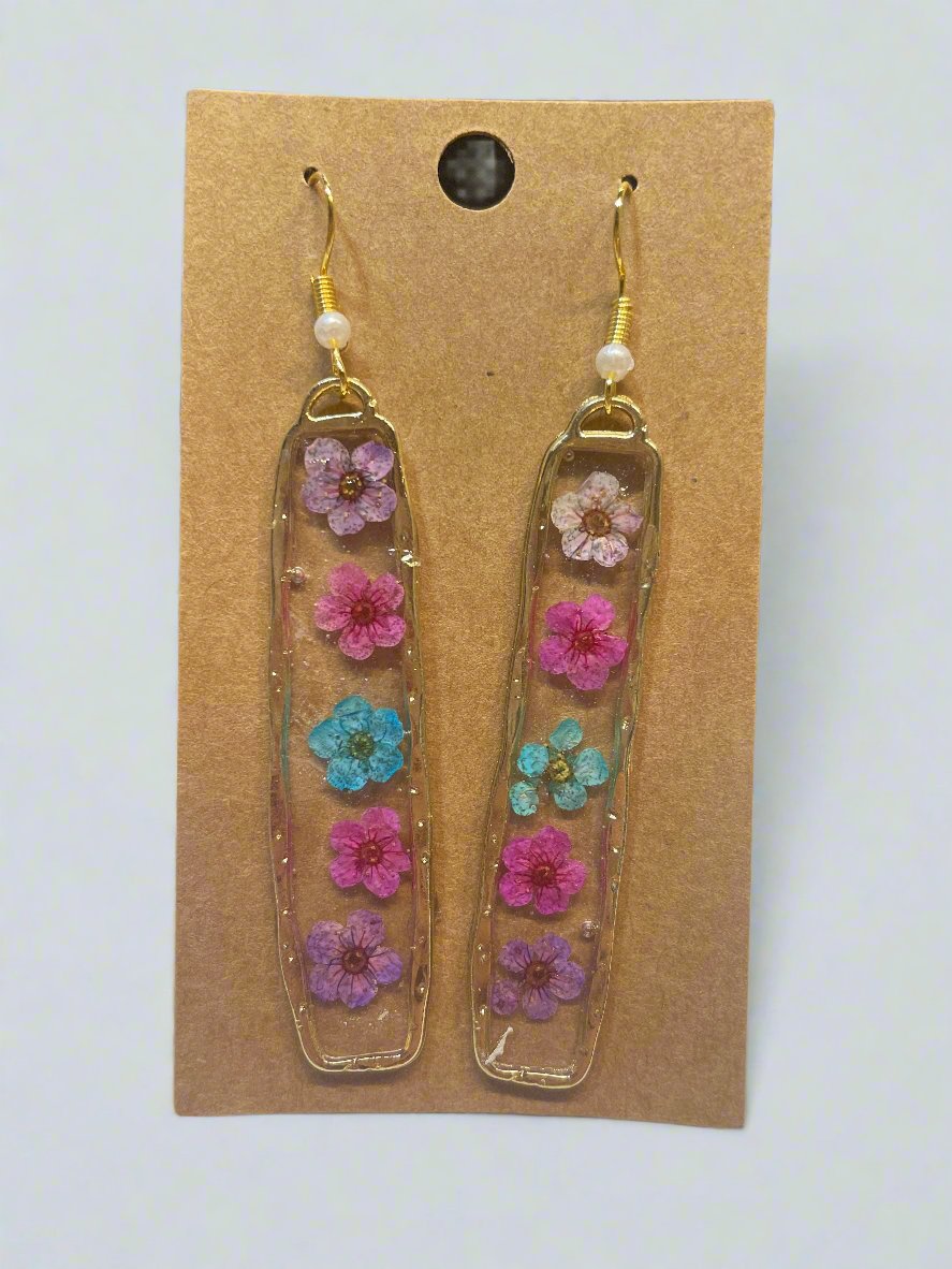 "Mermaid Magic" Gold Pressed Flower Earrings