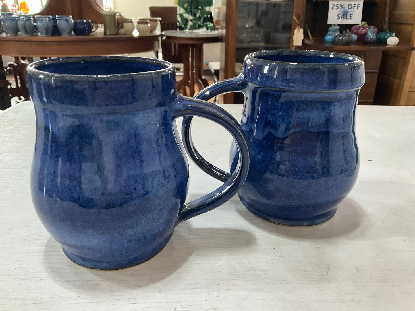 Wide Navy Ceramic Mugs