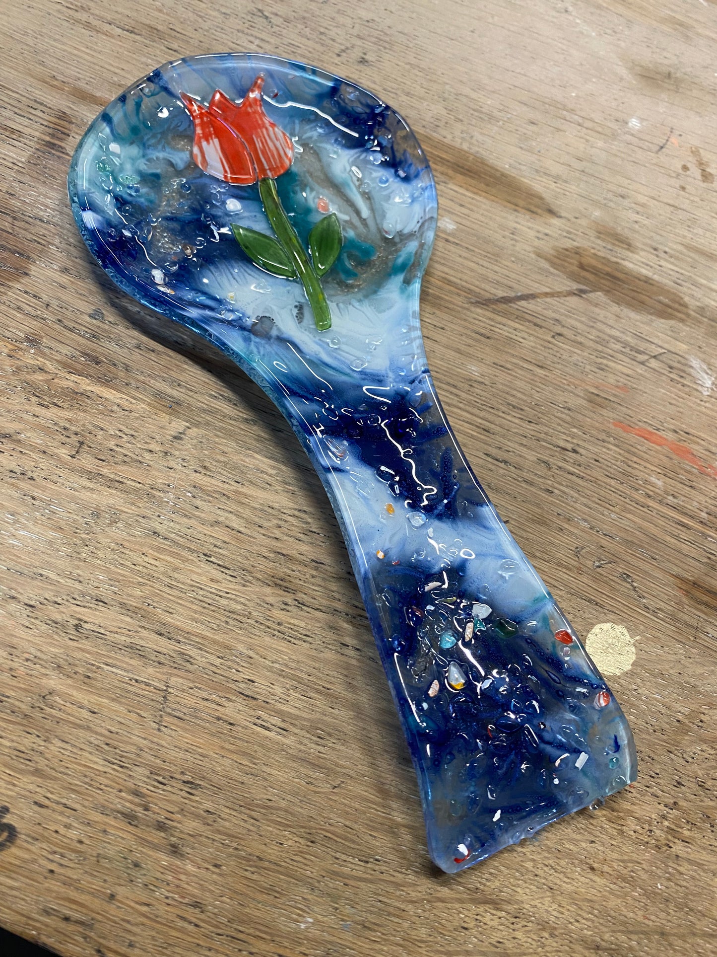 Color Fusion Glass Spoon Rest