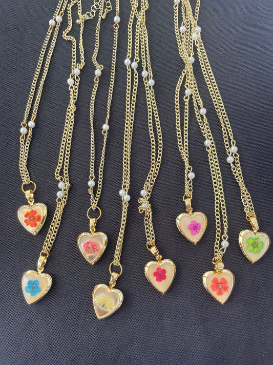 Pressed Flower Heart Lockets