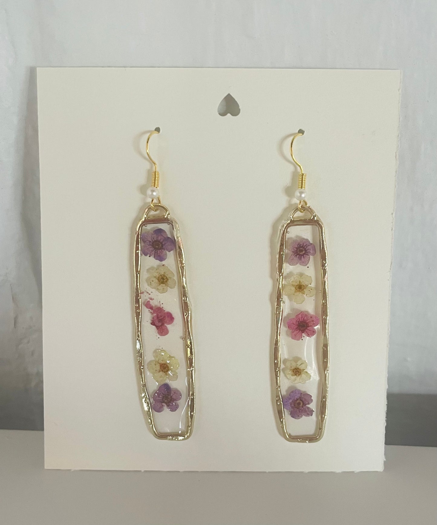 "Wisteria Vines" Pressed Flower Earrings