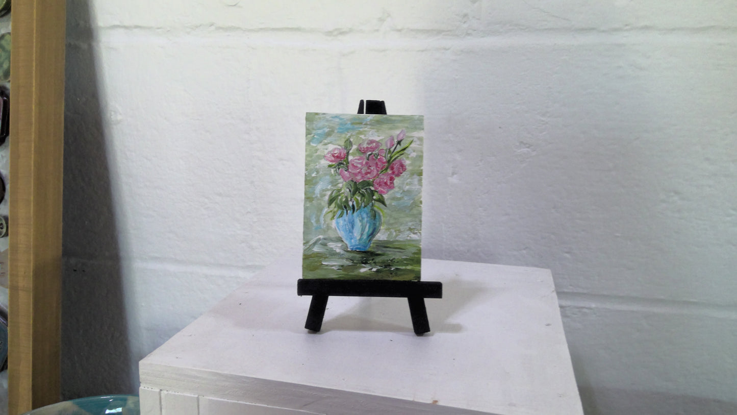 Flowers Mini Painting With Easel