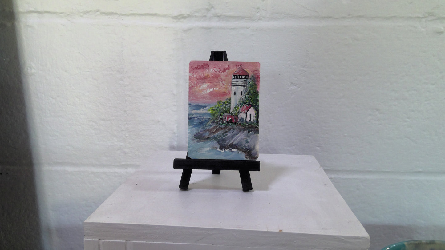 Lighthouse Mini Painting With Easel