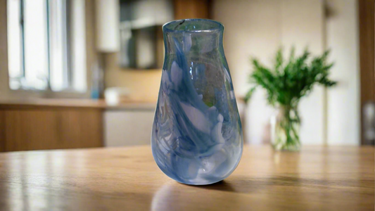 Wide Icy Blue Vase