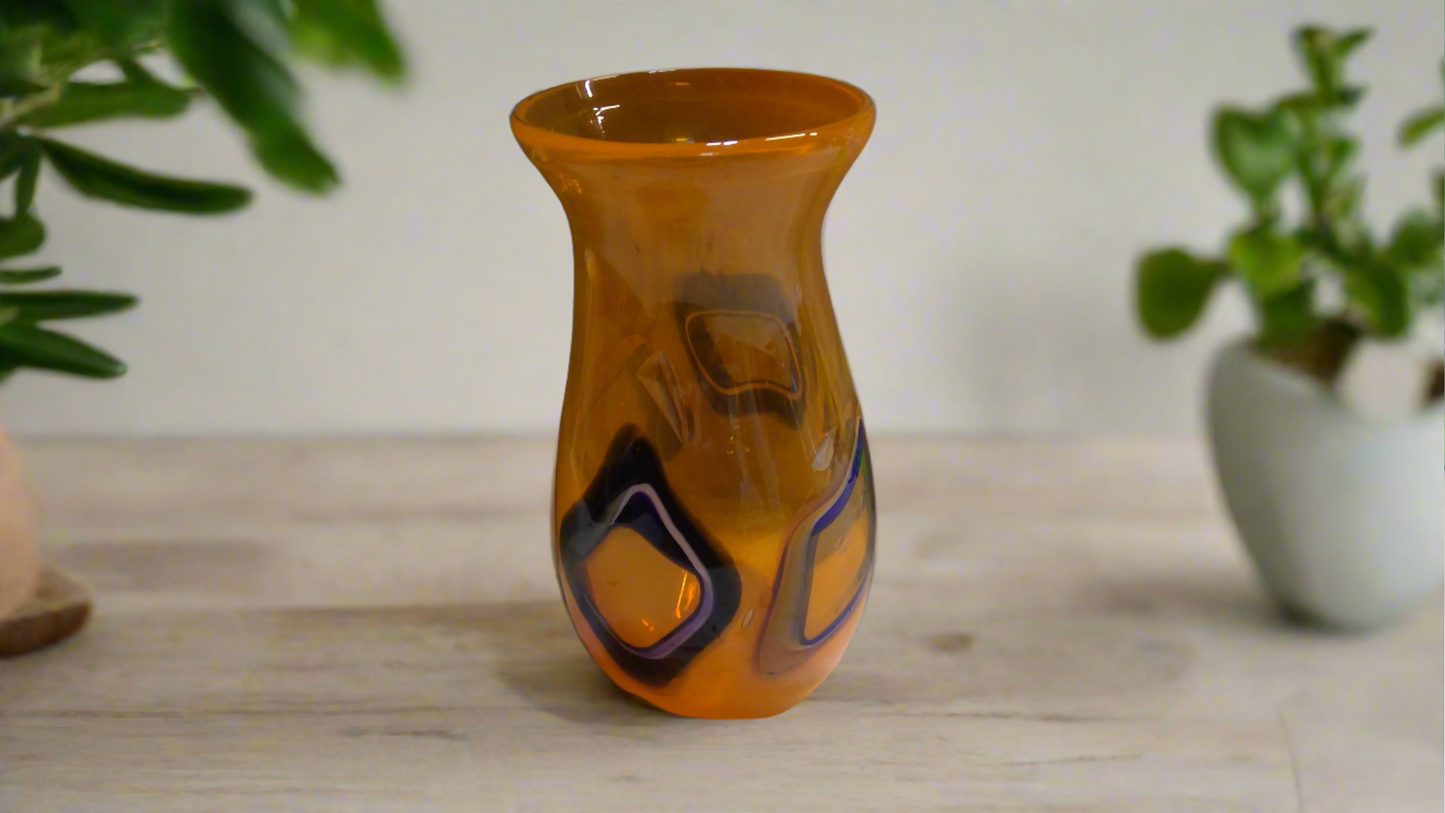 Blaze Orange Murrini Flared Vase