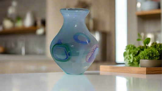 Arctic Blue Murrini Hourglass Vase