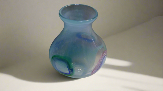 Arctic Blue Murrini Hourglass Vase