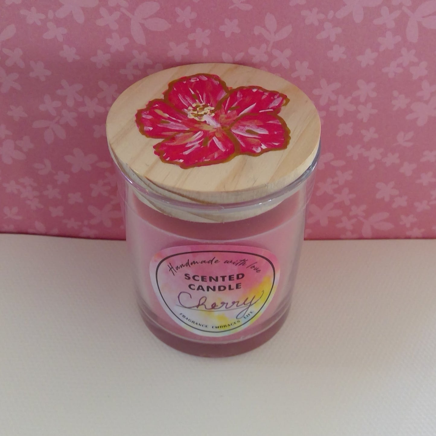 Painted Cherry Candle