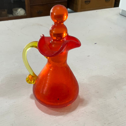 Vintage Orange Pitcher W/ Stopper