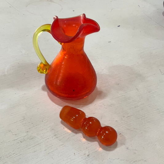 Vintage Orange Pitcher W/ Stopper