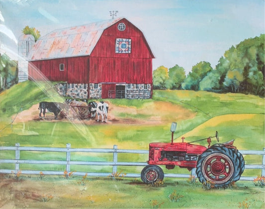 Barn with Tractor Print